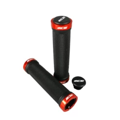 Poignées Lock On ICE Diamond Double Lock 130mm -Accessoires Vélo Soldes Poignees Lock On ICE Diamond Double Lock 130mm Red