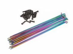 All-In Pack ALL IN De 40 Rayons Double Butted Oil Slick Jetons -Accessoires Vélo Soldes all in 20 jetons double butted edelstahl speichen 6